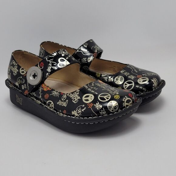 Alegria Peace & Love Patent Leather Slip On Mary Jane Shoes Size 38 PAL-311 - Picture 12 of 13